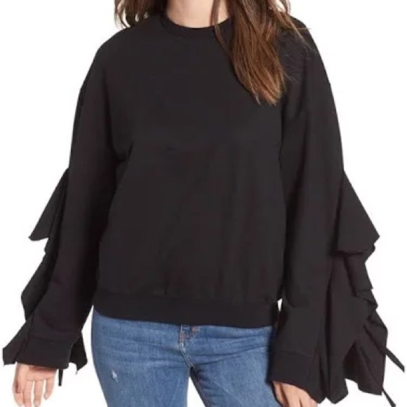 J.o.a Ruffle Sleeve Sweatshirt - Picture 1 of 8